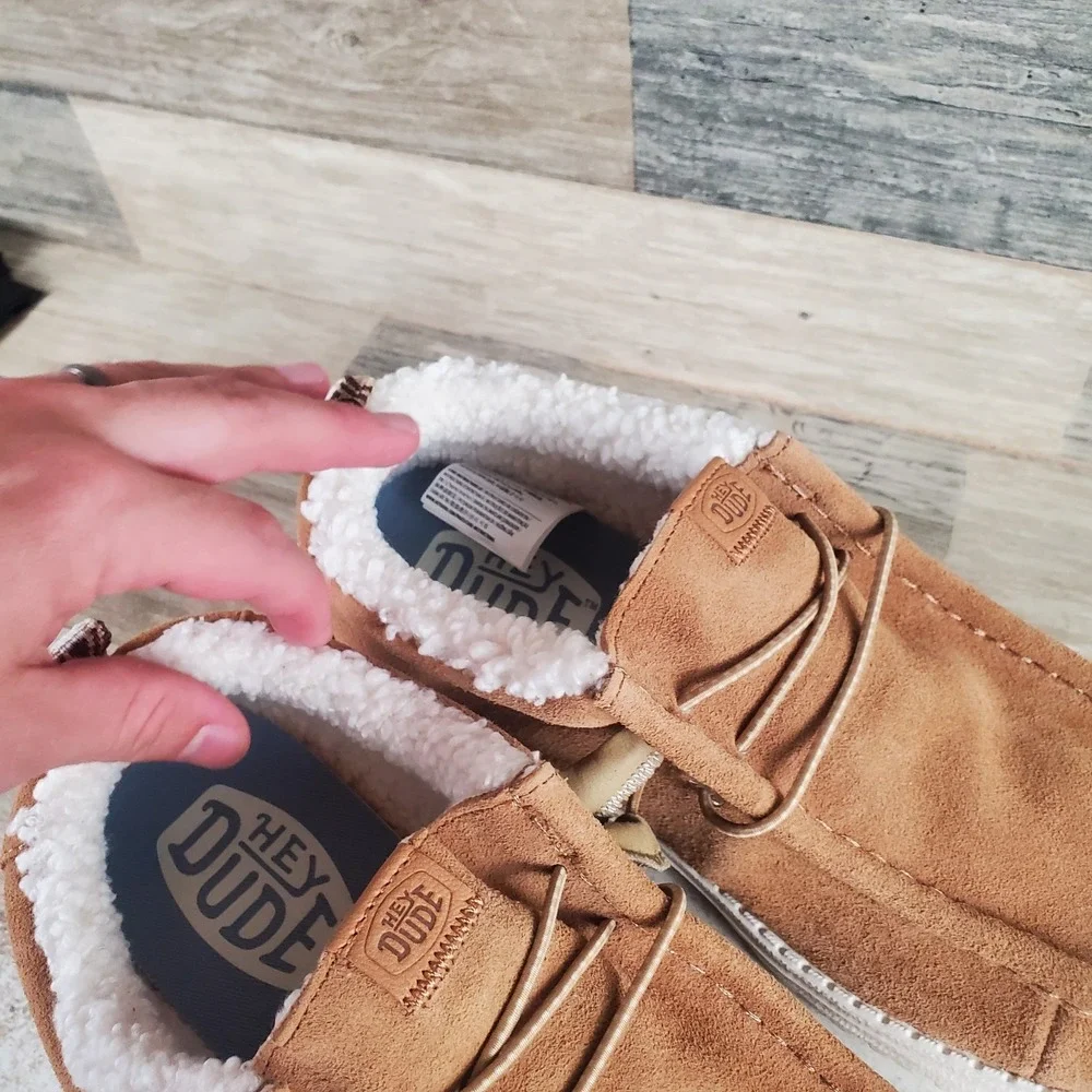 Hey Dude Wally Suede Shearling Loafers Mens Sz 13 Slip On Shoes